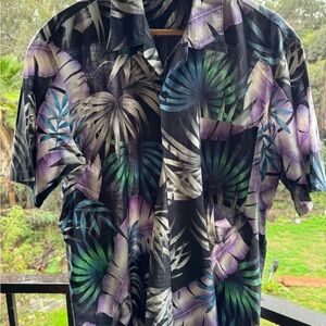 Royale Air Large Purple Tropical Print Unisex Hawaiian Shirt USA Vintage